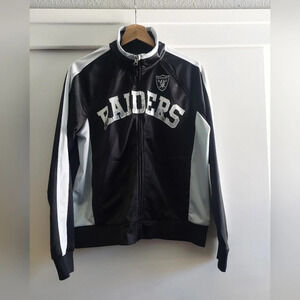 Nfl Raiders women's zip-up track jacket Metallic spellout Y2K Vintage